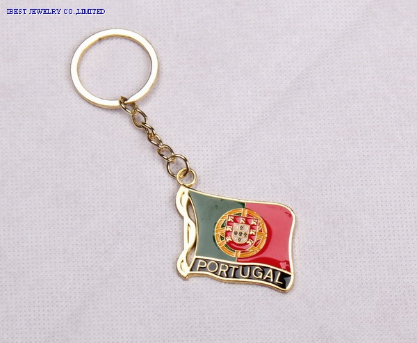 Portugal flag metal keychain