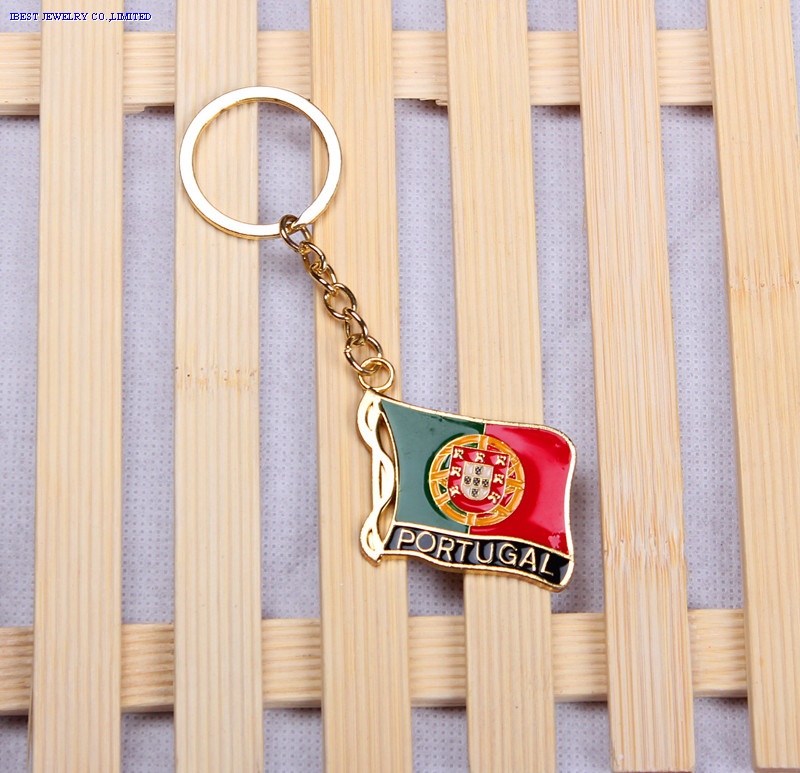 Portugal flag metal keychain