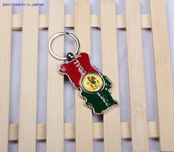 Metal key chain  with rotating Portugal logo