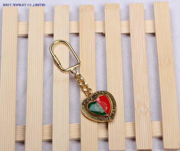 Zinc alloy key chain with rotating Portugal logo