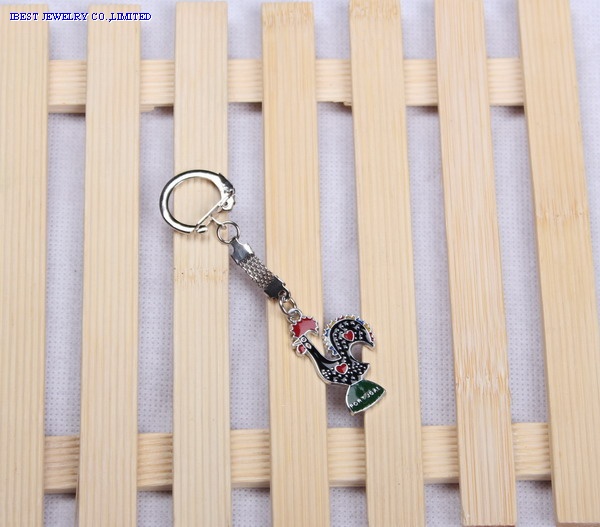 Zinc alloy keychain with color Portugal logo