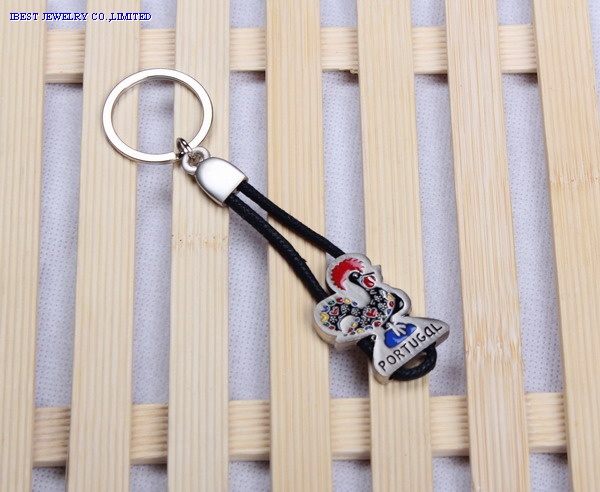 Zinc alloy keychain with color Portugal logo
