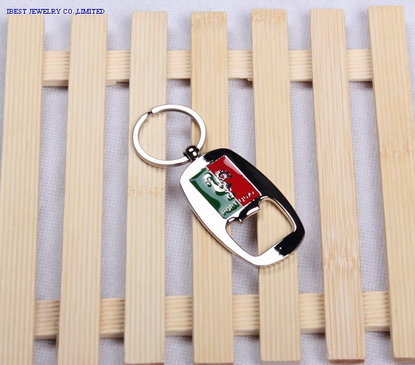 Bottle opener keychain withPortugal logo