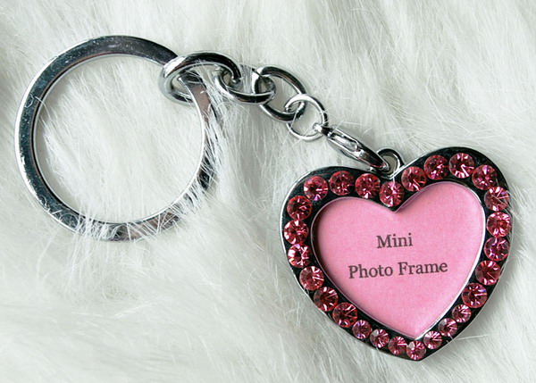 Zinc alloy photo fram key chain wth rhinestone