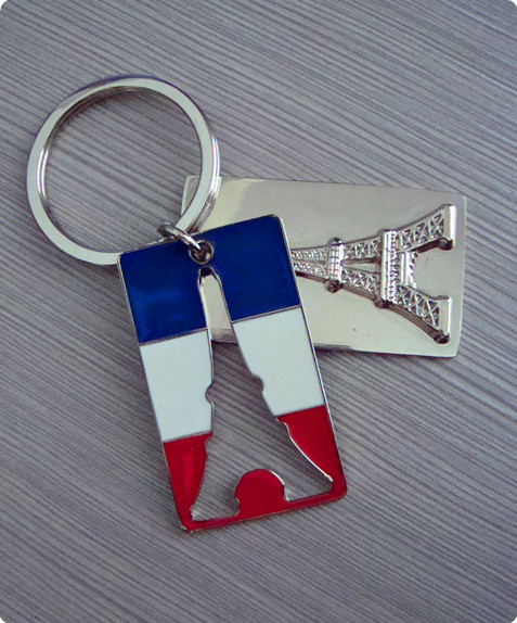 French zinc alloy key chain