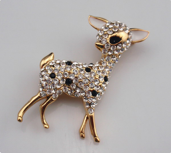 Gold plating metal  deer brooch