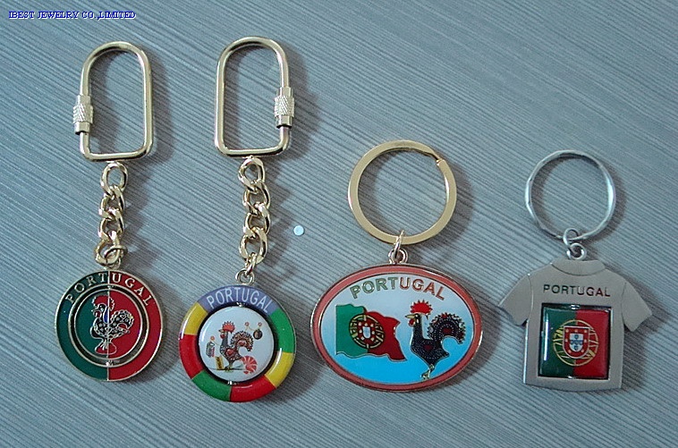 Zinc alloy keychain with Portugal logo