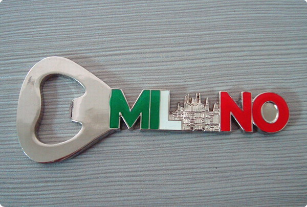 Metal bottle opener and fridge magnet