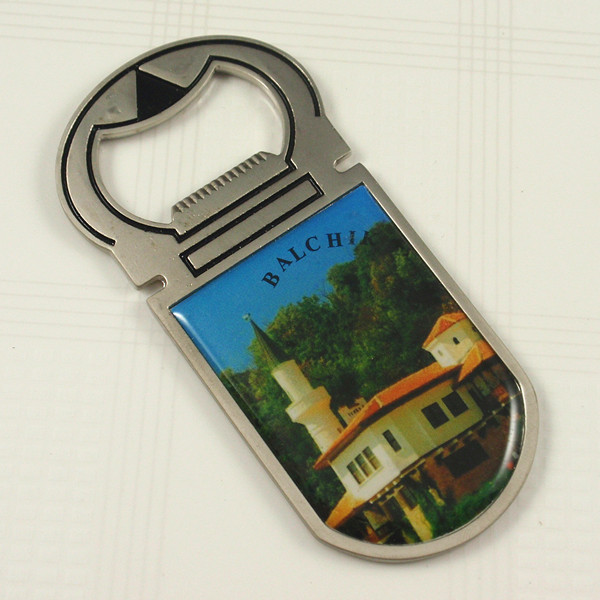 Metal bottle opener and fridge magnet souvenir