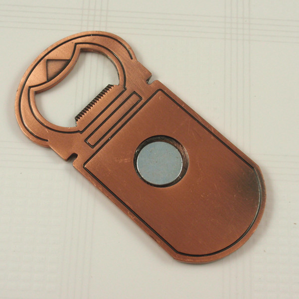 Metal bottle opener keychain and fridge magnet