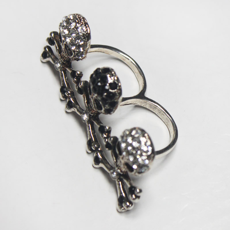 Fashion jewelry -Skull shaped double finger ring