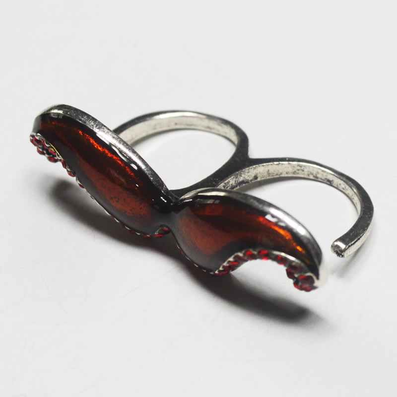 Fashion jewelry -mustache Color enamel double ring