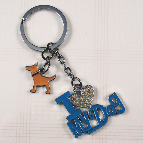 Metal word color enamel key chain