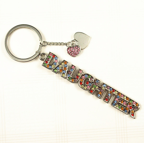 Crystal DAUGHTER word keychain