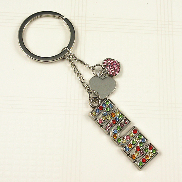 Crystal stone MUM word key chain