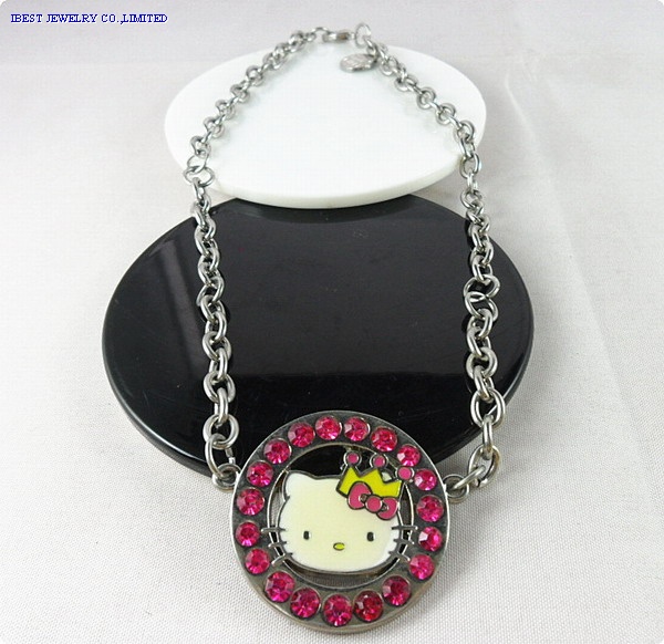 Hello kitty color enamel  metal necklace