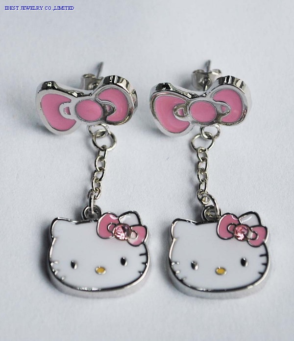 Hello Kitty color enamel Metal earring