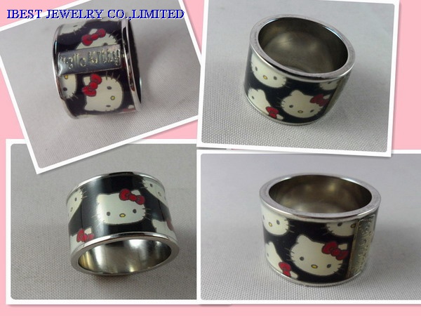 Hello Kitty Metal finger ring with epoxy sticker