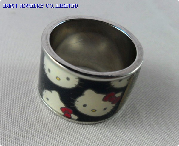 Hello Kitty Metal finger ring with epoxy sticker