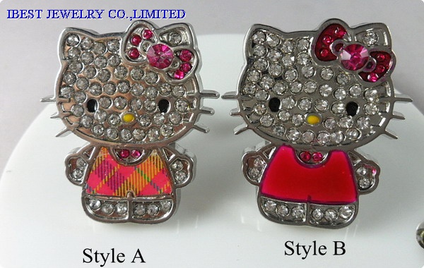 Hello Kitty rhinestones zinc alloy ring