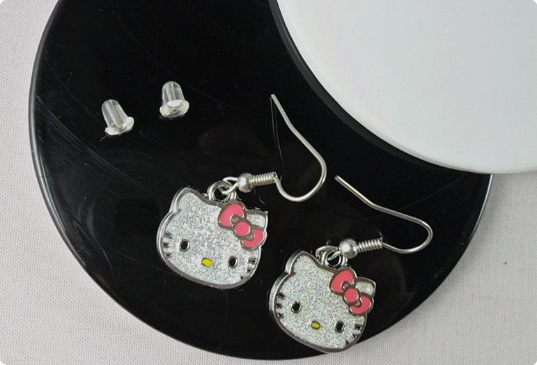 Glitter Epoxy  Hello kitty earring