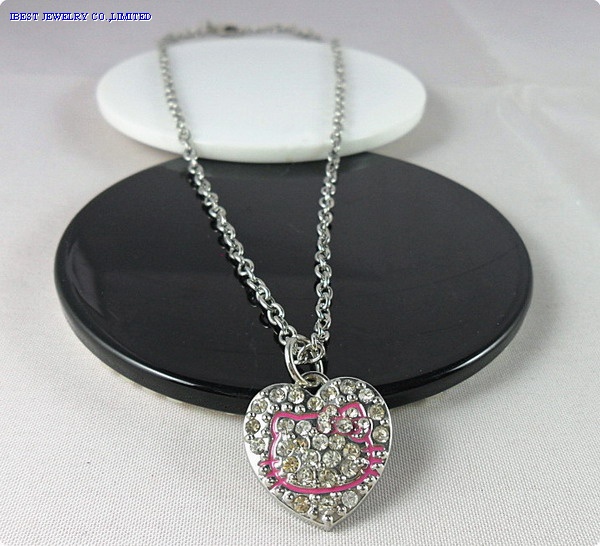 Hello kitty metal rhinestone necklace