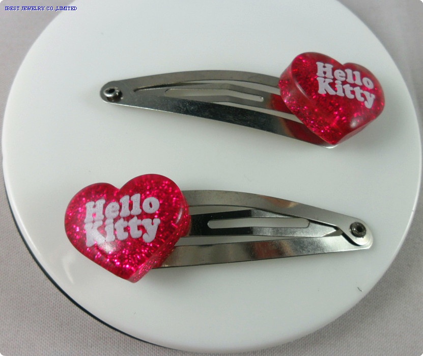 Heart shaped plastic hair clip